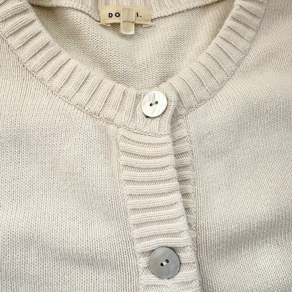 Donni The Cotton Knit Cardigan Sweater Creme Large - Picture 11 of 14